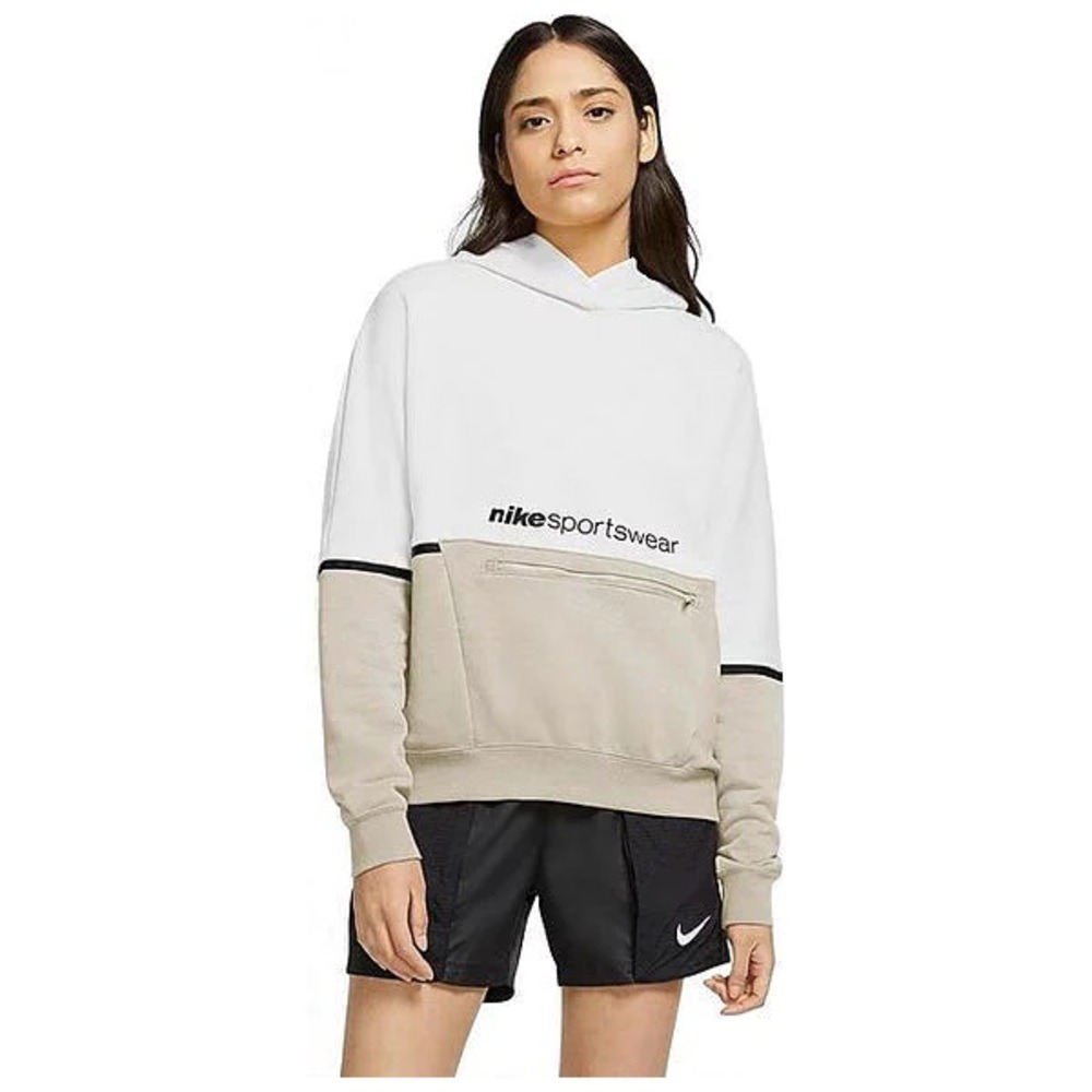 Nike Sportswear Hoodie Womens Medium White/Tan Athletic Pullover Limited Edition